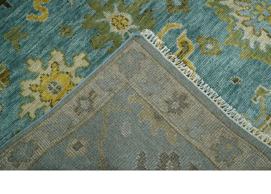 Blue and Moss Green Vintage Persian Hand Knotted, Antique Oushak 5x8, 6x9, 8x10, 9x12, 10x14, 12x15 Wool Rug, Living Room | CP815