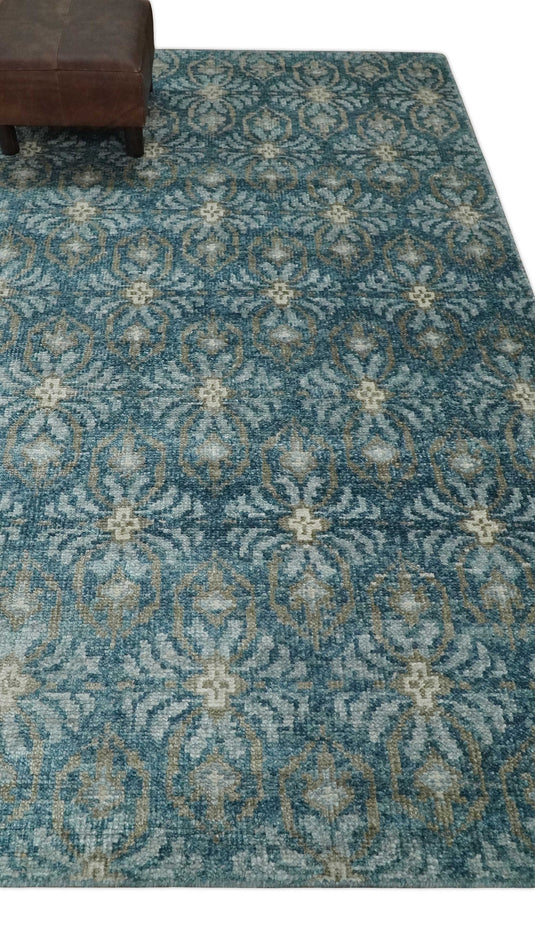 Hand Knotted  Antique Persian Style Contemporary Bamboo Silk Area Rug,  Blue, Brown and Silver, 5X8 | OP12358