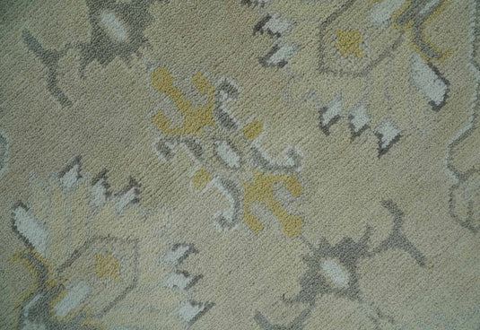 Traditional Beige, Silver and Ivory Hand knotted 10x14 Vintage Oriental Oushak Area Rug, Living Room, Dinning and Kitchen Rug | CP8241014