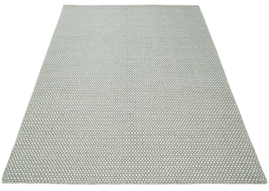 Modern Loop Pile Flatwoven Durrie Area Rug , Gray And Ivory Living Room, Dinning Room Layering Rug | CP832