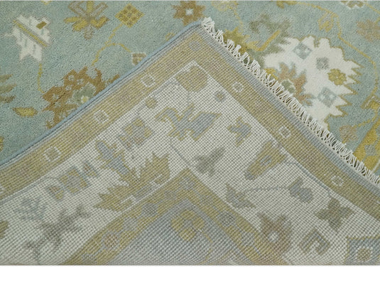 Hand Knotted 6x9 Blue, Mustard and Ivory Traditional Persian Oushak Wool Rug | CP83369