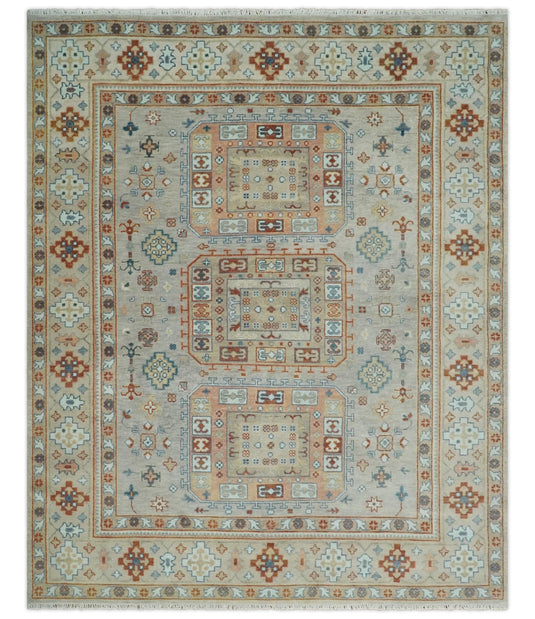 8x10 Hand Knotted Peach, Gray and Camel Traditional Persian Antique Oushak Area Rug | CP836810