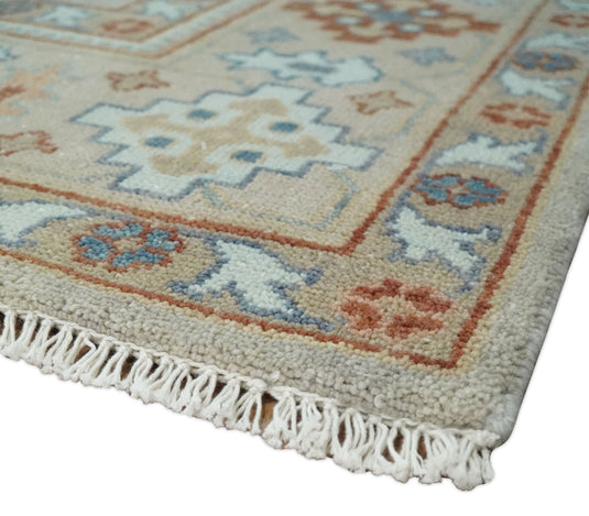 8x10 Hand Knotted Peach, Gray and Camel Traditional Persian Antique Oushak Area Rug | CP836810