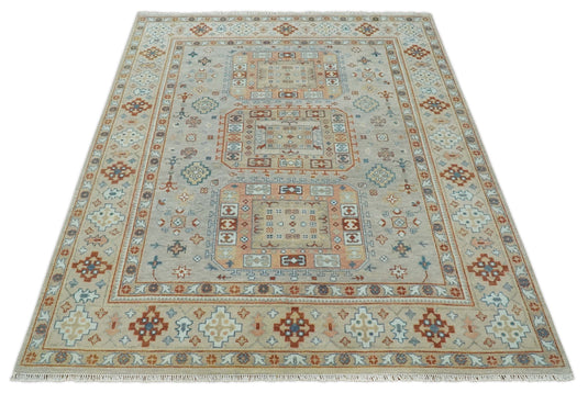 8x10 Hand Knotted Peach, Gray and Camel Traditional Persian Antique Oushak Area Rug | CP836810