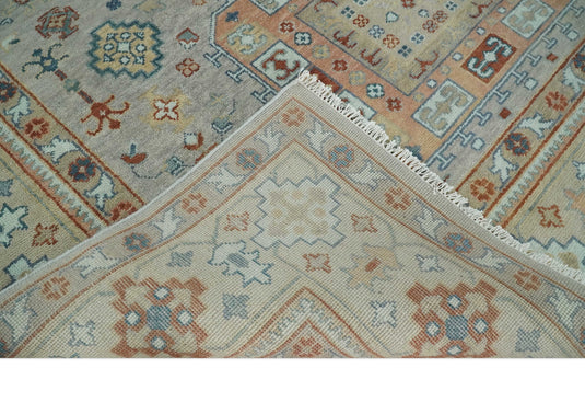 8x10 Hand Knotted Peach, Gray and Camel Traditional Persian Antique Oushak Area Rug | CP836810