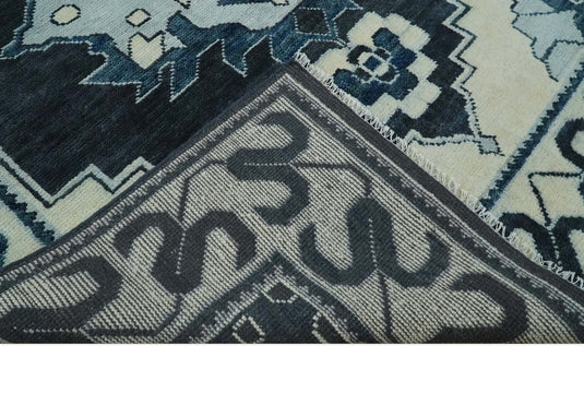Blue and Ivory Wool Traditional Antique Vintage Persian Hand knotted Area Rug | CP859