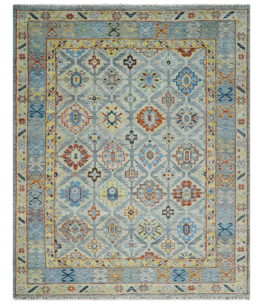 Antique Tradtional Vintage Oushak Blue, Beige and Rust 5x8,6x9,8x10,9x12,10x14 and 12x15 | CP864