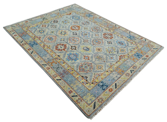 Antique Tradtional Vintage Oushak Blue, Beige and Rust 5x8,6x9,8x10,9x12,10x14 and 12x15 | CP864