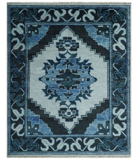 Silver,Black and Blue Wool 5x8, 6x9, 8x10 and 9x12 Traditional Antique Vintage Persian Hand knotted Area Rug | CP873