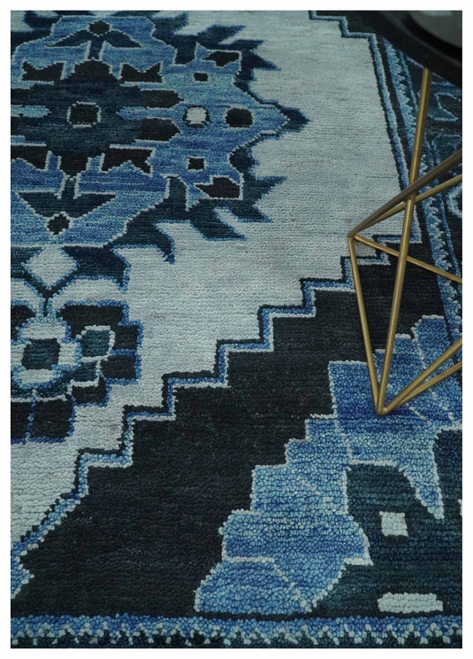 Silver,Black and Blue Wool 5x8, 6x9, 8x10 and 9x12 Traditional Antique Vintage Persian Hand knotted Area Rug | CP873