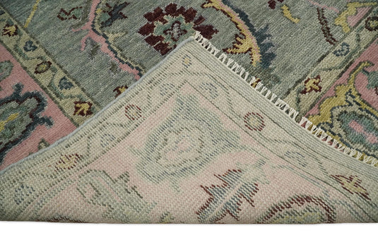 5x8, 6x9, 8x10, 9x12 and 10x14 Blue and Pink Rug Hand Knotted Antique Persian Oushak Antique Wool Rug, Living Room Rug | CP693