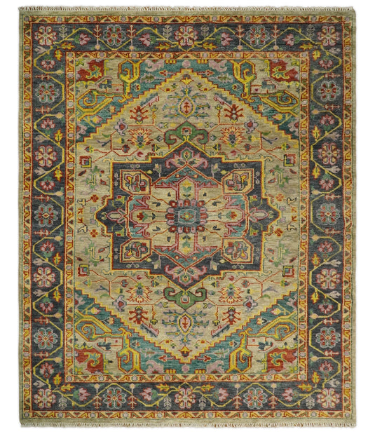 5x8,6x9,8x10,9x12,10x14 and 12x15 Moss,Camel and Grey Traditional Antique Heriz  Wool Area Rug,Living Room Rug | CP702