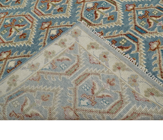 Antique Wool Blue, Rust and Beige Hand Knotted 6x9, 8x10, 9x12 and 10x14 Vintage Persian Rug, Bedroom, Living Room Rug - CP714