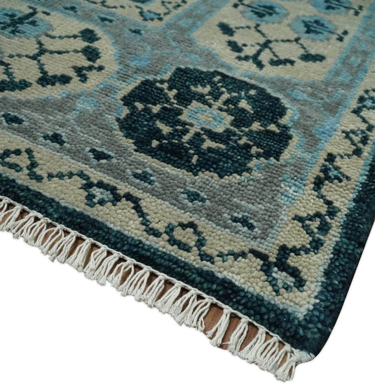 Fine Traditional Hand Knotted Mamluk Beige, Blue and Grey 8x10 Fine Vintage Persian Style Antique Wool Rug | CP875810