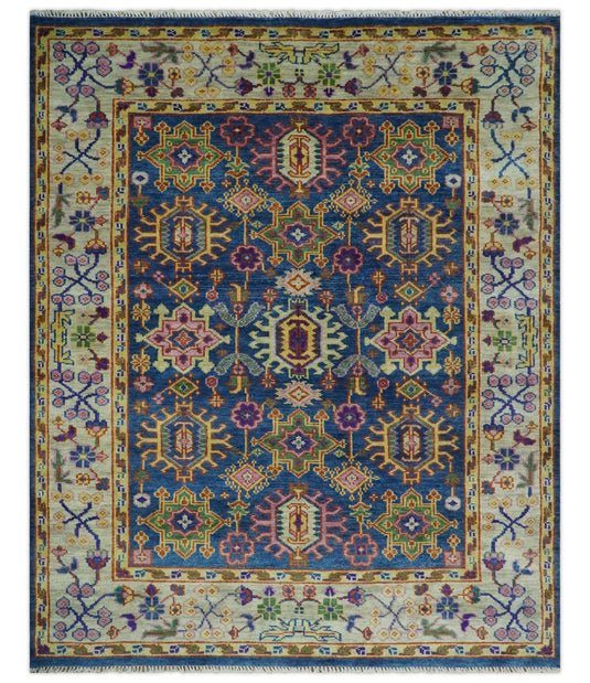 Antique Tradtional Vintage Heriz Serapi Blue, Beige Colorful 5x8,6x9,8x10,9x12,10x14 and 12x15 Area Rug | CP876