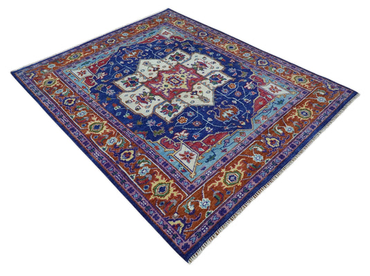 Antique Tradtional Vintage Heriz Serapi Blue, Beige Colorful 5x8,6x9,8x10,9x12,10x14 and 12x15 Area Rug | CP878