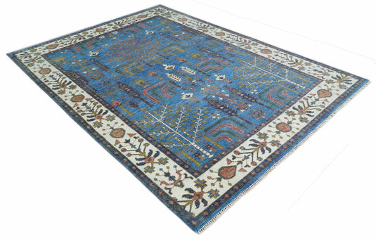 Antique Tradtional Vintage Heriz Serapi Blue and Ivory Colorful 5x8,6x9,8x10,9x12,10x14 and 12x15 Area Rug | CP879