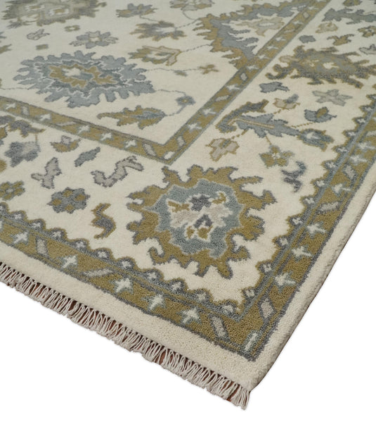 8x10 Large Handmade Vintage Persian Beige, Brown and Gray Wool Area Rug