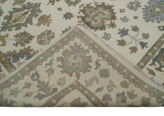 8x10 Large Handmade Vintage Persian Beige, Brown and Gray Wool Area Rug