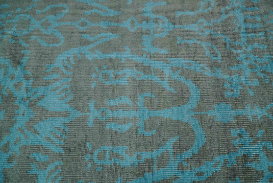Hand Knotted Modern Persian Style Contemporary Art Silk Area Rug, Blue and gray rug, 4.5x6.5 | OP133