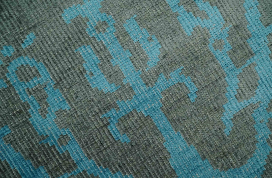 Hand Knotted Modern Persian Style Contemporary Art Silk Area Rug, Blue and gray rug, 4.5x6.5 | OP133