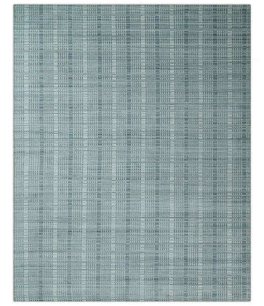 Flatwoven Modern Hand Made striped Scandinavian Blended Wool Area Rug, Ivory, Silver and Grey, 8X10 | KE02810