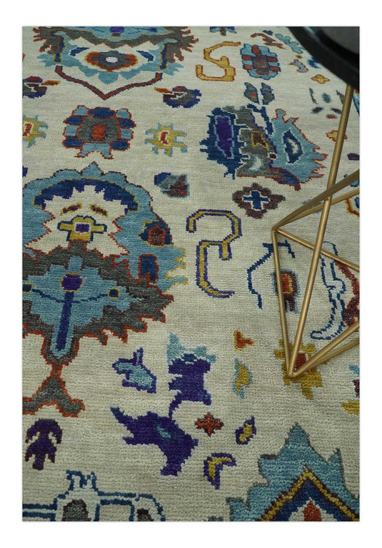 Antique Tradtional Vintage Oriental Oushak White, Grey and Blue 5x8, 6x9, 8x10, 9x12, 10x14 and 12x15 | CP892