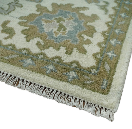 Antique Oriental Oushak 8x10 Large Handmade Vintage Persian Ivory, Grey and Olive Wool Area Rug |CP902810