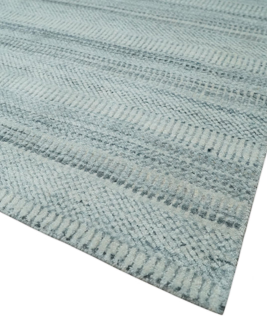 Flatwoven Shaded Hand Made Blended Wool Area Rug, Silver, Ivory and Grey, 8X10| KE06810