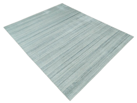 Flatwoven Shaded Hand Made Blended Wool Area Rug, Silver, Ivory and Grey, 8X10| KE06810