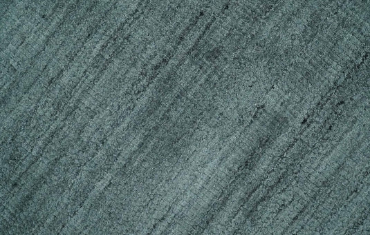 Flatwoven Solid Scandinavian Hand Made Blended Wool Area Rug, Charcoal and Teal, 8x10| KE08810