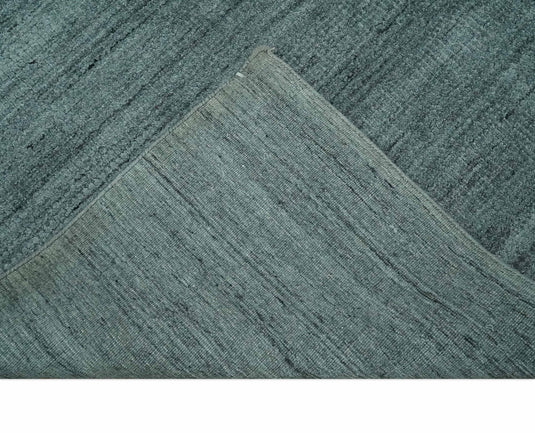 Flatwoven Solid Scandinavian Hand Made Blended Wool Area Rug, Charcoal and Teal, 8x10| KE08810