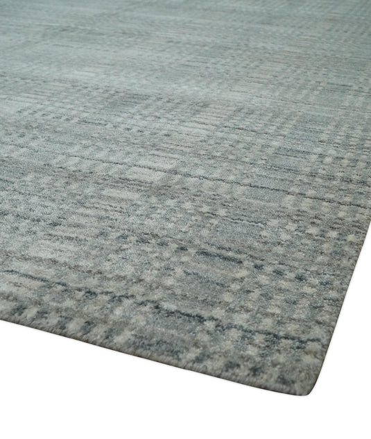 Hand Made Shaded Scandinavian Blended Wool Flatwoven Area Rug, Beige and grey, 8x10 | KE10810