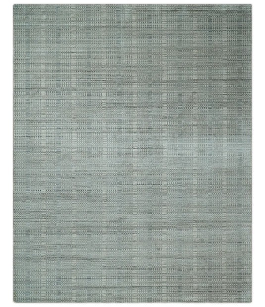 Hand Made Shaded Scandinavian Blended Wool Flatwoven Area Rug, Beige and grey, 8x10 | KE10810