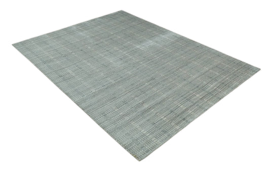 Hand Made Shaded Scandinavian Blended Wool Flatwoven Area Rug, Beige and grey, 8x10 | KE10810