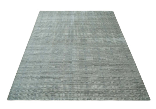 Hand Made Shaded Scandinavian Blended Wool Flatwoven Area Rug, Beige and grey, 8x10 | KE10810