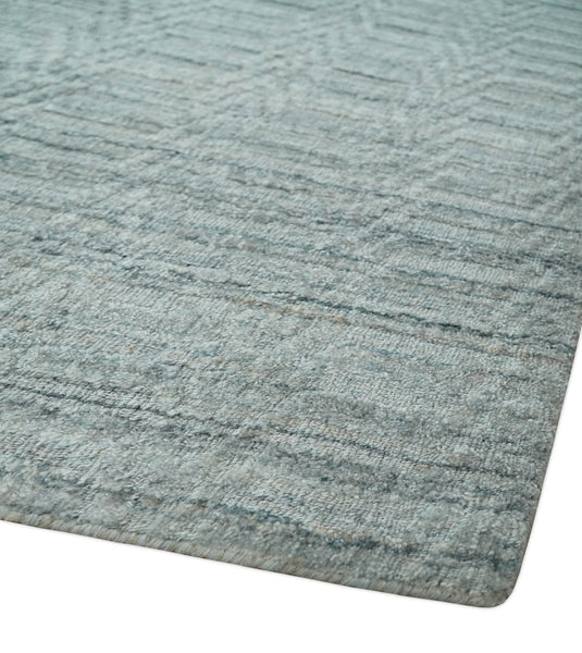 Flatwoven Hand Made Solid Scandinavian Blended Wool Area Rug, Silver, grey and Brown, 8x10 | KE12810