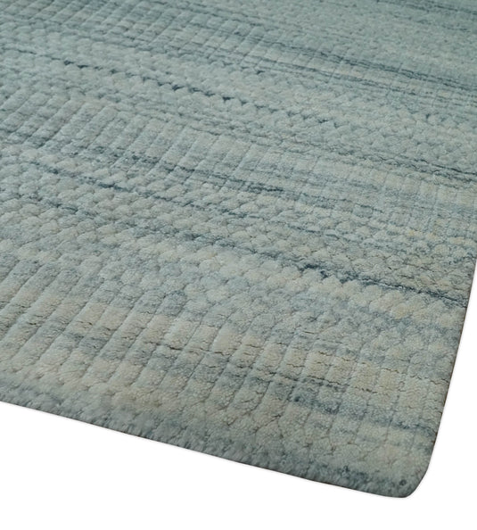 Flatwoven Modern Ombre Hand Made Scandinavian Blended Wool Area Rug, Silver, Blue, Gold and Beige, 8x10 | KE13810