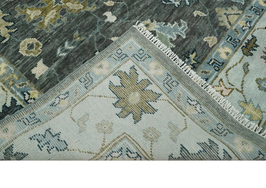 Antique Tradtional Vintage Oushak Charcoal, Ivory, Brown and Blue 5x8, 6x9, 8x10, 9x12, 10x14 and 12x15 | CP905
