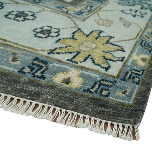 Antique Tradtional Vintage Oushak Charcoal, Ivory, Brown and Blue 5x8, 6x9, 8x10, 9x12, 10x14 and 12x15 | CP905