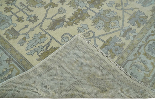 Antique Traditional Persian Hand knotted Oriental Oushak 8x10 Beige, Blue and Grey Area Rug | CP909810