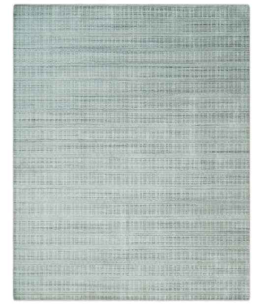 Flatwoven Hand Made Shaded Scandinavian Blended Wool Area Rug, White, Camel and Grey, 8x10 | KE25