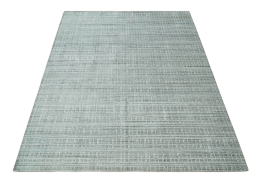 Flatwoven Hand Made Shaded Scandinavian Blended Wool Area Rug, White, Camel and Grey, 8x10 | KE25