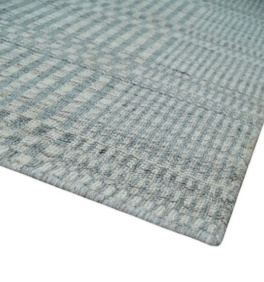 Flatwoven Hand Made Modern Trellis Scandinavian Blended Wool Area Rug, Camel and Silver, 8x10 | KE28