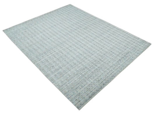 Solid Hand Made Scandinavian Blended Wool Flatwoven Area Rug, Camel, Silver and Brown, 8x10 | KE35