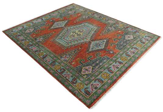 Red, Blue and Olive Wool 5x8, 6x9, 8x10 and 9x12 Traditional Antique Vintage Persian Hand knotted Area Rug | CP914