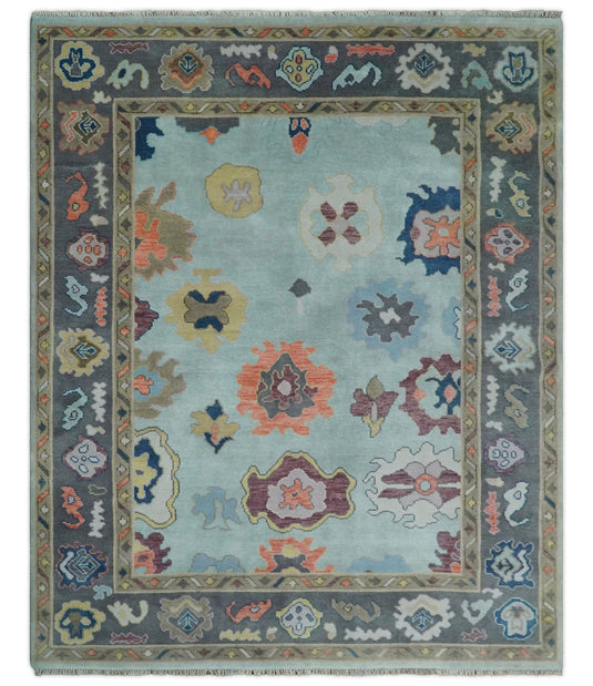 Colorful Wool Oushak Blue, Gray and Brown Hand Knotted 6x9, 8x10, 9x12 and 10x14 Vintage Persian Rug, Bedroom, Living Room Rug | CP811