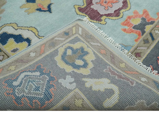 Colorful Wool Oushak Blue, Gray and Brown Hand Knotted Vintage Persian Rug, Bedroom, Living Room Rug | CP811