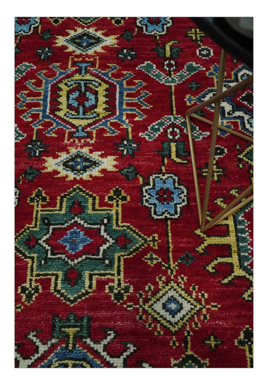 Antique Area 8x10 Red, Gold and Blue Traditional Hand Knotted Rug, Living Room, Bedroom and Dinning Rug | CP813810