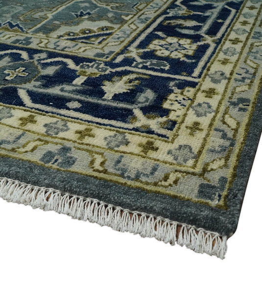 Turkish Wool Oushak Rug, Moss Gray and Blue Hand Knotted 6x9, 8x10, 9x12 and 10x14 Vintage Persian Rug, Bedroom, Living Room Rug - CP814